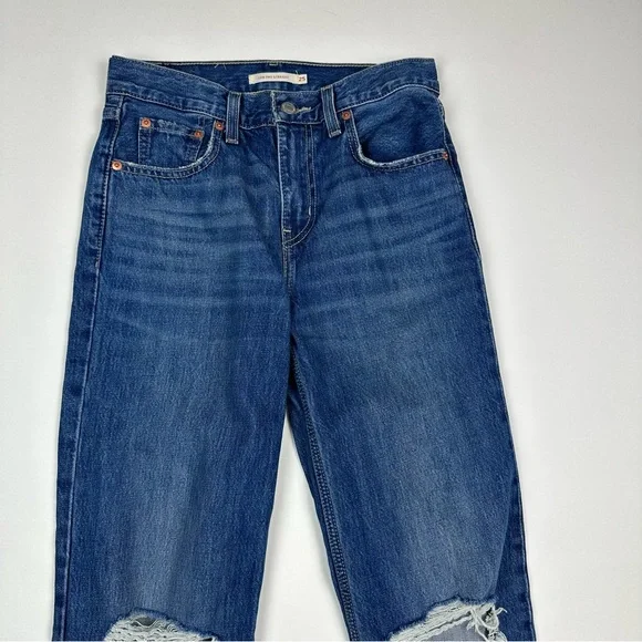 Classic Blue Distressed Women's Jeans - Picture 3 of 12